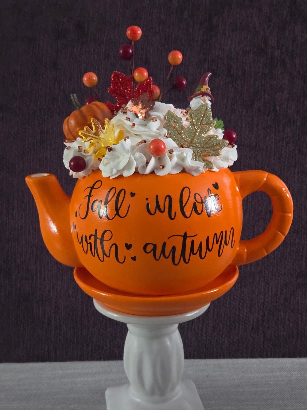 Teapot Centerpiece - "Fall in Love with Autumn"